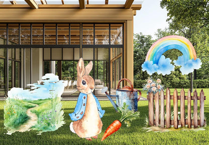 Garden Bunny Cut Out SET Decoration, Rabbit Baby Shower Decor, Backdrop Decor, Easter Bunnies, Easter Decorations, Easter Yard Decor
