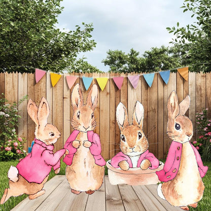 Garden Bunny Cutout Decoration, Rabbit Baby Shower Decor, Backdrop Decor, Yard Sign Art, Garden Decor,Easter Bunny Art,Rabbit Garden Stakes
