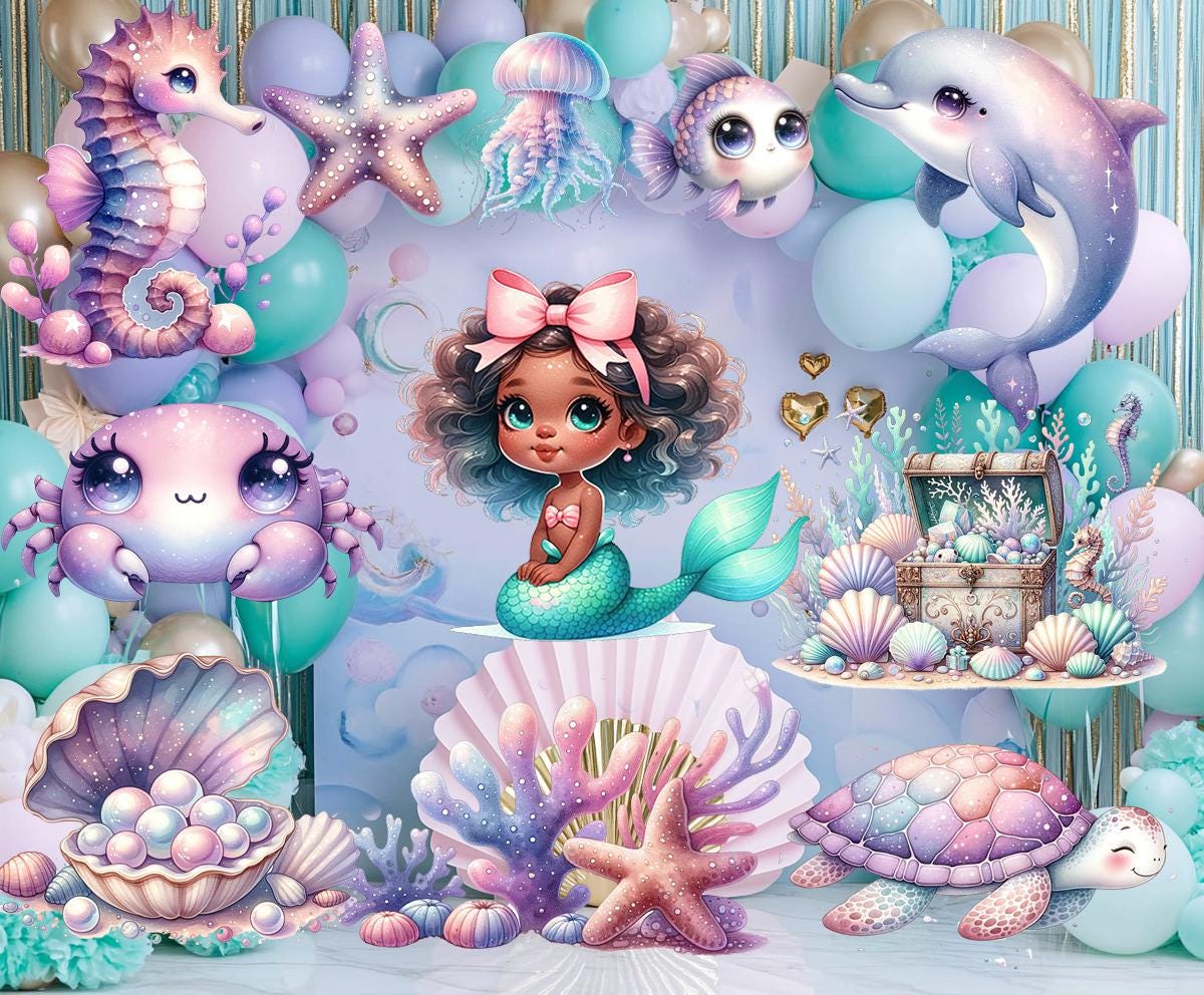 Mermaid Standee Party Prop, Mermaid Themed Party Decor, Mermaid Cutouts, Birthday Prop, Yard Sign, Under The Sea Party, Baby Shower Decor