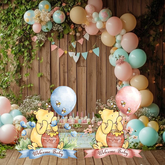 Welcome Home Baby Boy or Girl Classic Honey Bear Cutout Yard Sign, Standee, Newborn Arrival Yard Signs, Baby Shower Announcement Sign