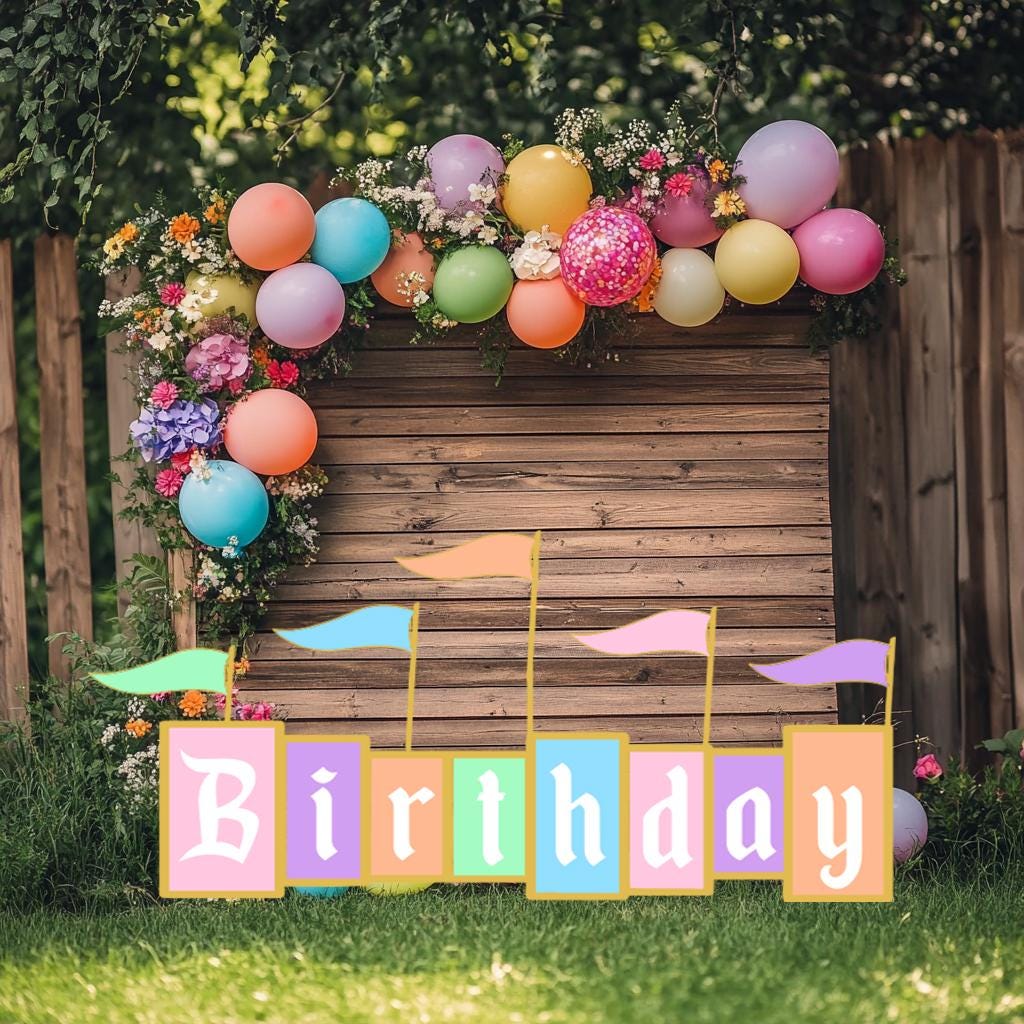 Birthday Sign Cutouts, Princess Party Decor, Yard Sign Art, Princess Castle Birthday Theme Props, Lawn Standee, Happy Birthday Party Props