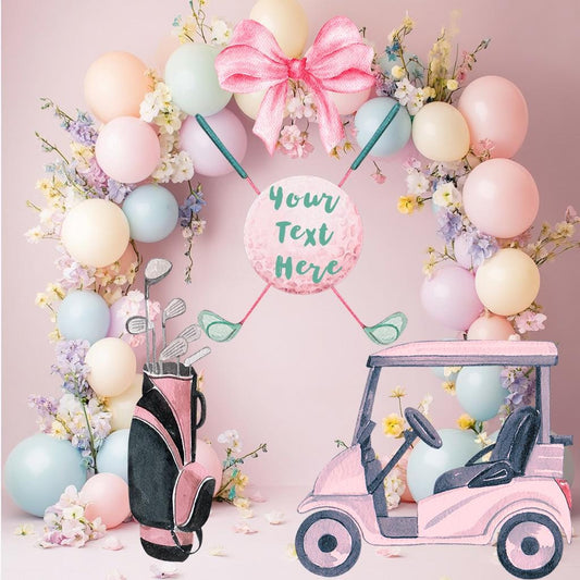 Pink Golf Cutout — custom party decor, printed and cut to shape