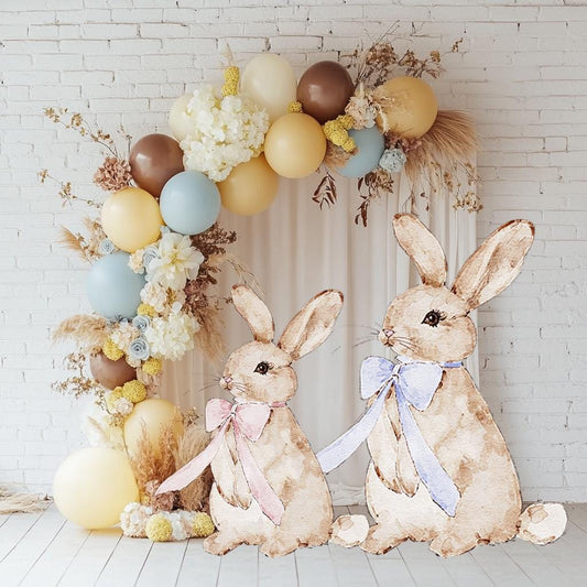 Cute Bunny with Bow Cutout — custom party decor, printed and cut to shape