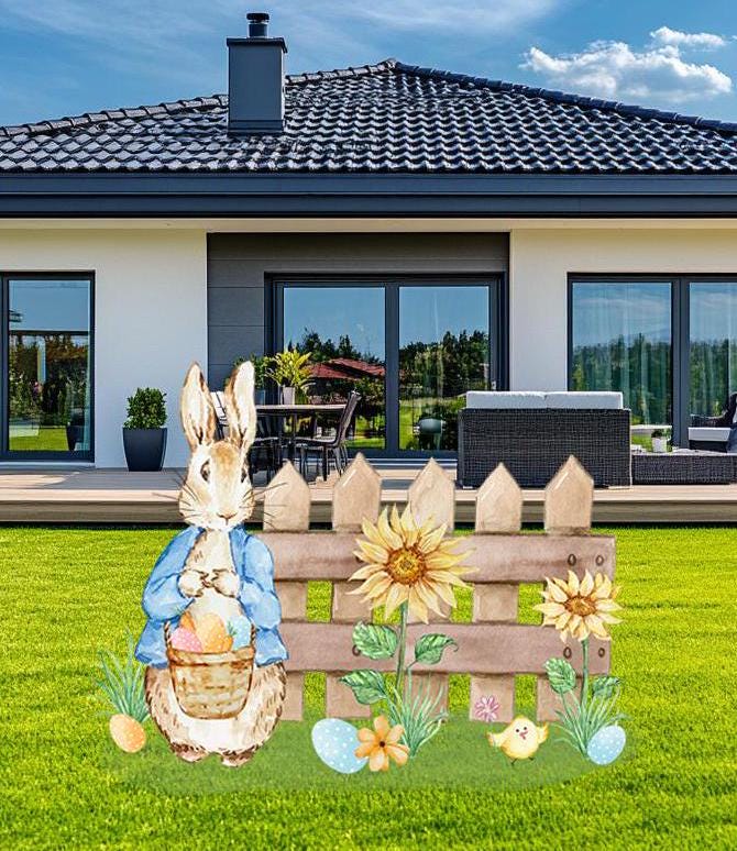 Easter Garden Bunny Cutout, Easter Yard Art, Yard Sign Art, Garden Easter Bunnies,Garden Stakes, Easter Yard Ornaments, Easter Yard Decor
