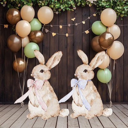 Cute Bunny with Bow Cutout Decoration, Baby Shower Decor, Easter Bunnies, Easter Yard Decor, Pink and Blue Bunny Party Props, Garden Bunny