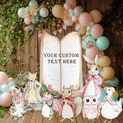 Pink Garden Bunny and Friends, Cutout, Rabbit Baby Shower Decor, Yard Sign Art, Garden Decor, Easter Yard Decor,Easter Bunnies
