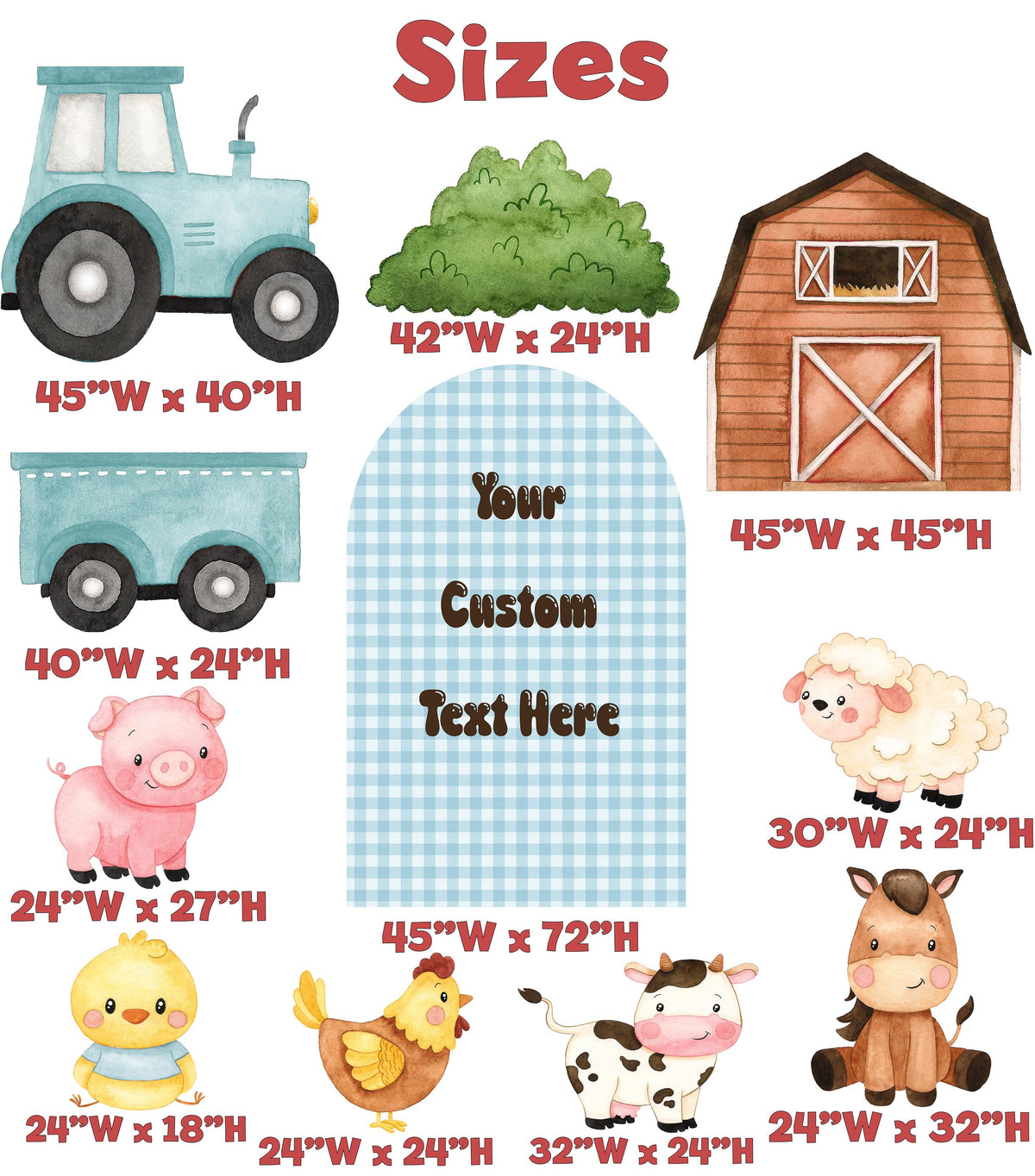 Farm Animals Cutouts Set (Custom Text Arch), Baby Boy, Barnyard Birthday Prop, Farm Animal Standee, Baby Shower,Farm Themed Party Decor,Centerpieces,Yard Signs