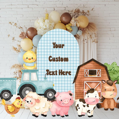 Farm Animals Cutouts Set (Custom Text Arch), Baby Boy, Barnyard Birthday Prop, Farm Animal Standee, Baby Shower,Farm Themed Party Decor,Centerpieces,Yard Signs