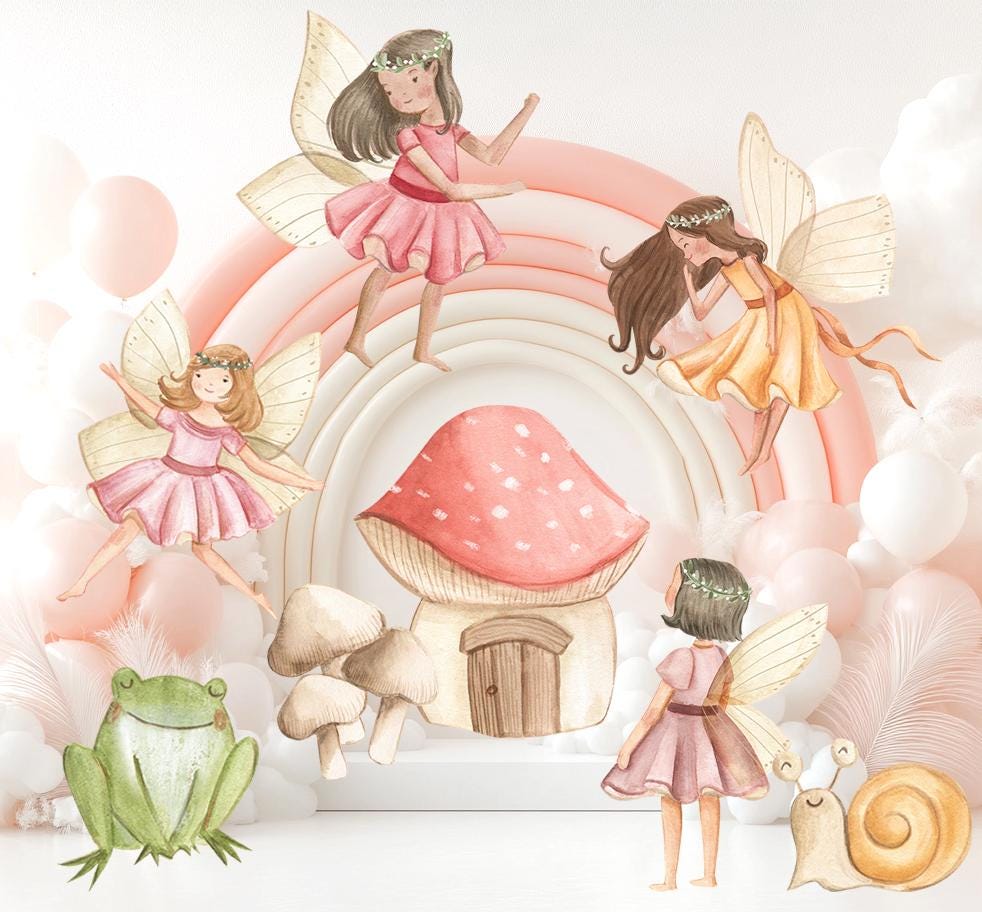 Fairy Garden Watercolor Cutout — custom party decor, printed and cut to shape