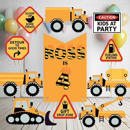 Construction Party Cutouts — custom party decor, printed and cut to shape