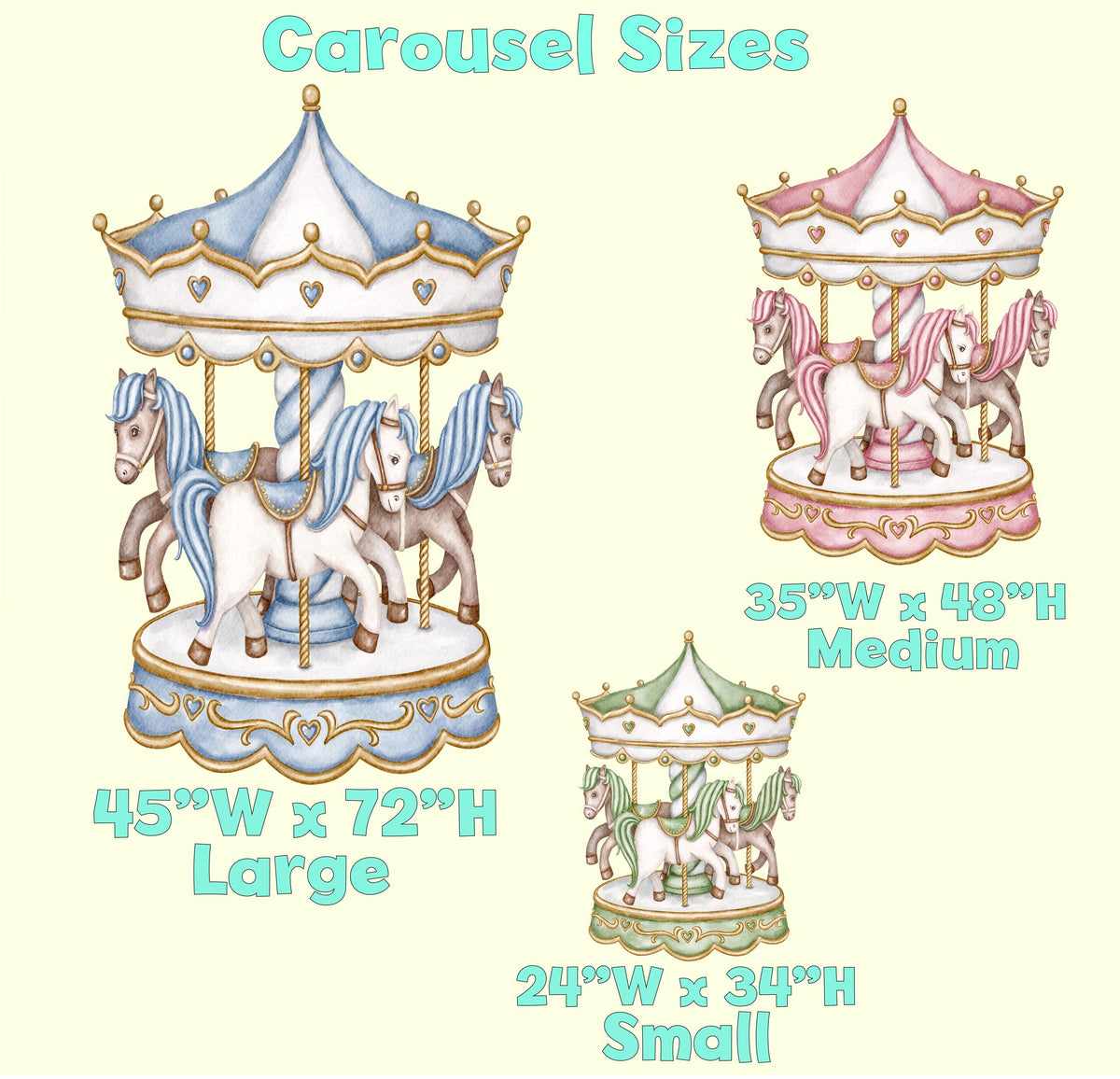 Carousel Cutouts, Baby Shower, Centerpieces Standee, Horse Merry-go-round, Carnival Theme Party Decor, Watercolor Backdrop, Circus Birthday