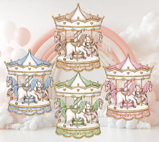 Carousel Cutouts — custom party decor, printed and cut to shape