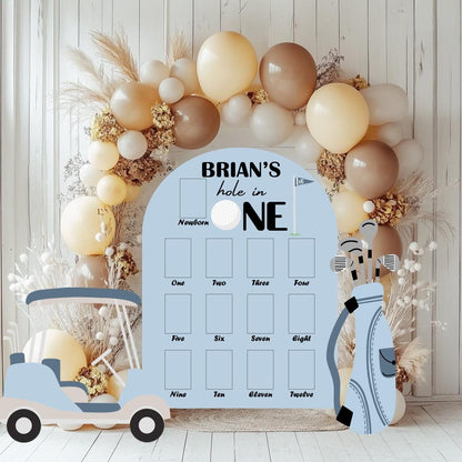 One Year of Photo Board — custom party decor, printed and cut to shape