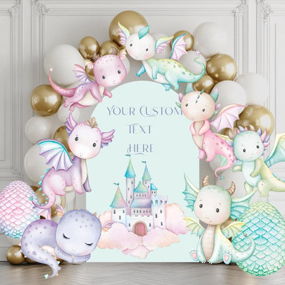 Pastel Baby Dragons Cutouts (Pink Dragons & Castle), Fantasy Birthday Decor, Dragons Props, Whimsical Fantasy Baby Shower, Storybook Signs, Fairytale, Magic Castle