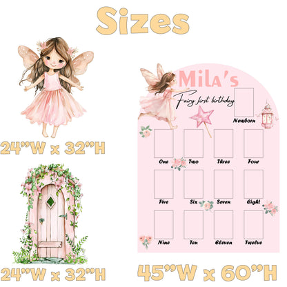 Fairy First Birthday Photo Board, Baby Milestone Display, Whimsical First Birthday, Fairytale, Princess, Fairy Theme Party Decorations, Prop