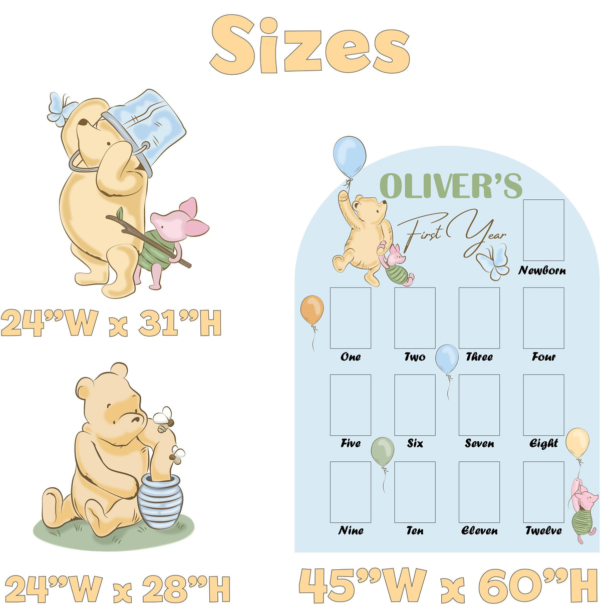 Classic Honey Bear Photo Board, Milestone, Boys First Birthday, First Year Photo Board, Blue Baby Boy, Honey Bear, Honey Bear Cutout Decor