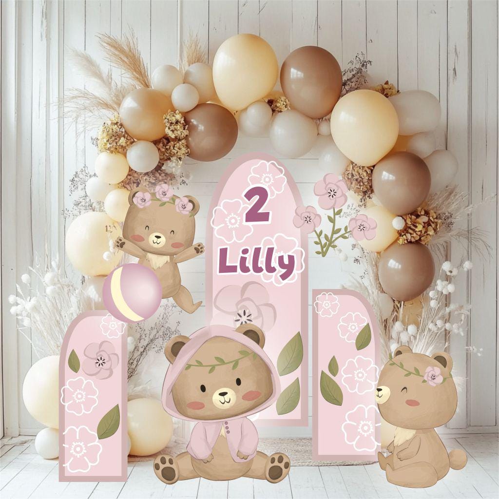 Pink Teddy Bear Cutout Decoration, Baby Shower Decor, Backdrop, Yard Sign, Pink Bear, Baby Birthday, Classic Bear, First Birthday, Baby Girl