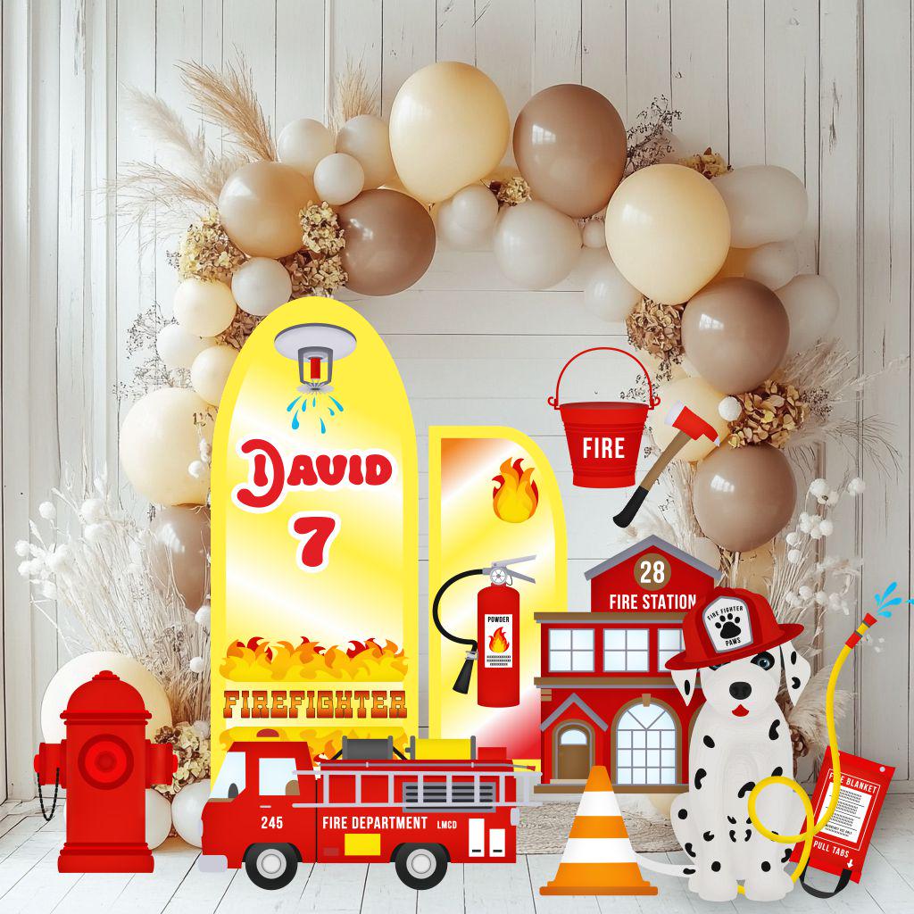 Firefighter Cutouts Set — custom party decor, printed and cut to shape