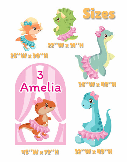 Dino Ballet Set Cutouts, Dinosaur Birthday Party, Yard Sign, Party Props, Dinosaur Baby Shower, Arch Backdrop, Pink Dino Theme Party Decor