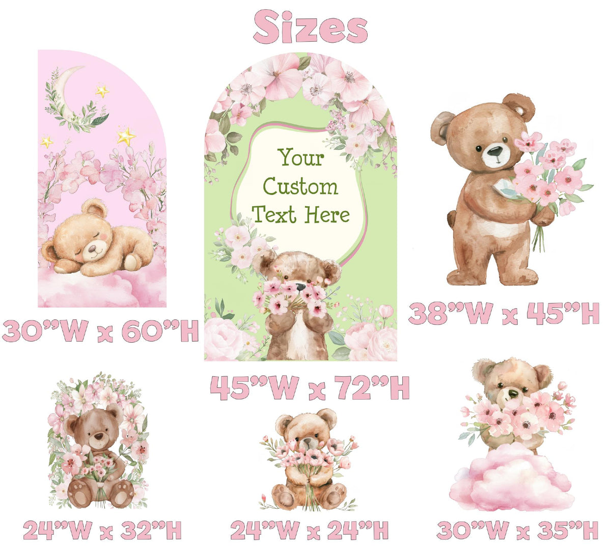 Pink Bear Cutouts, Girls First Birthday, We Can Bearly Wait, Baby Shower, Teddy Bear, Floral Bear, Cute Bear, Pink Backdrop, Sign,Party Prop