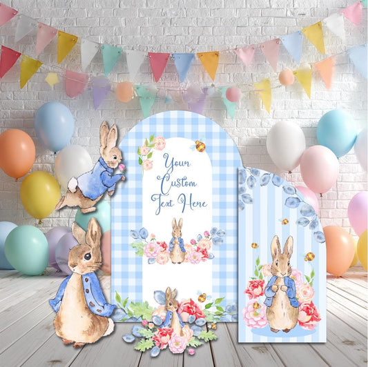 Blue Floral Garden Bunny Cutout — custom party decor, printed and cut to shape