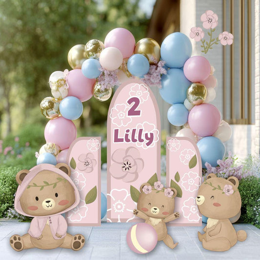 Pink Teddy Bear Cutout — custom party decor, printed and cut to shape