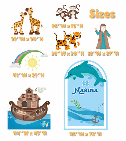Noah’s Ark Cutouts Set, Noah's Ark Baptism, Christening Decoration, Baby Shower, First Communion, Noah's Ark Party Backdrop, 1st Birthday