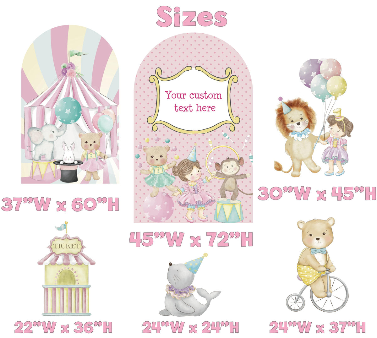 Pastel Pink Circus Party Cutouts, Baby Shower, Birthday Decor, Circus Themed Birthday, Carnival Backdrop, 1st Birthday, Festival, Magic Show