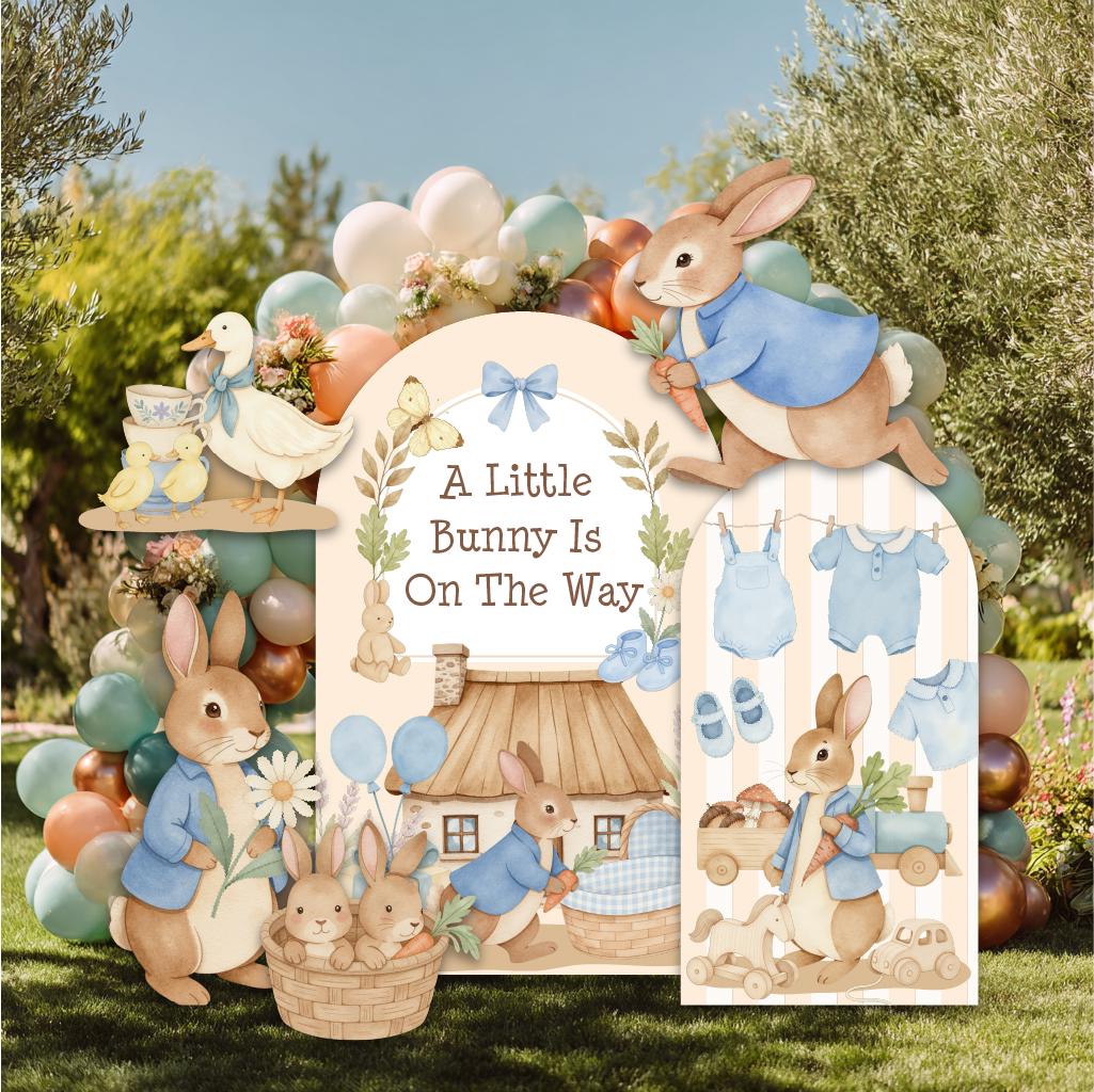 Blue Floral Garden Bunny Cutout, Some Bunny is On the Way, Boys Baby Shower Decor, Yard Sign, Easter Bunny, Gender Reveal, Storybook Props