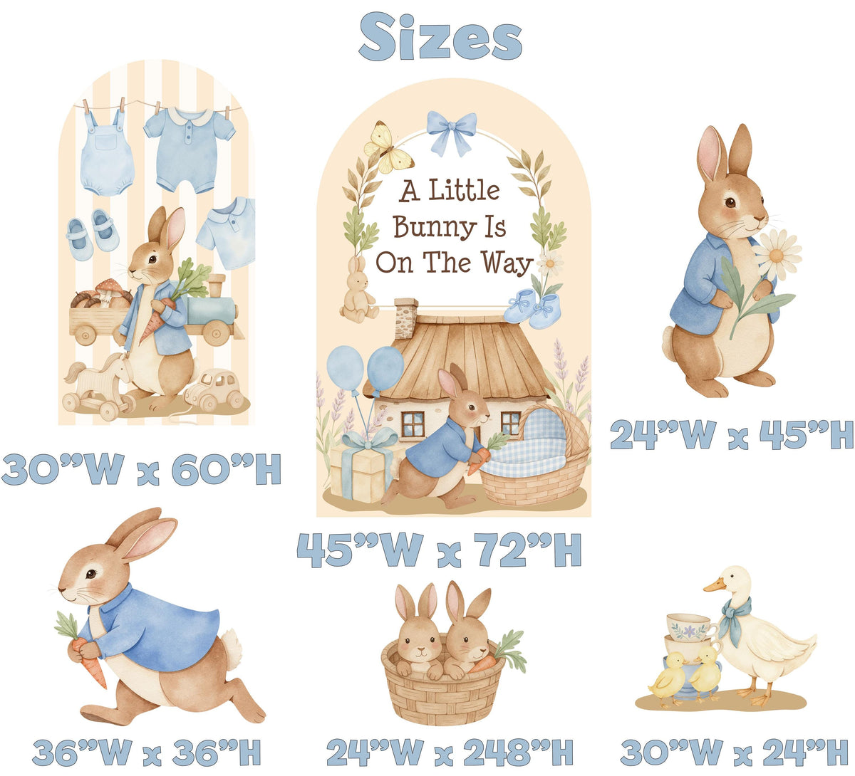 Blue Floral Garden Bunny Cutout, Some Bunny is On the Way, Boys Baby Shower Decor, Yard Sign, Easter Bunny, Gender Reveal, Storybook Props
