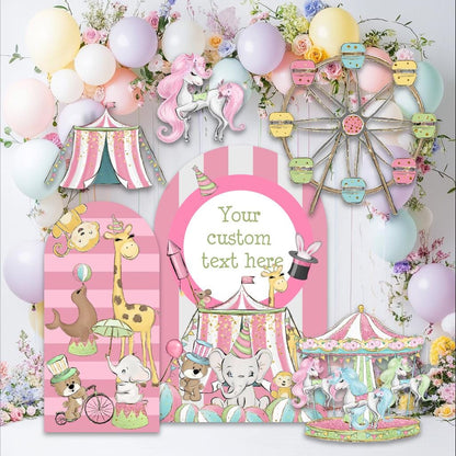 Pink Circus Party Cutouts, Baby Shower, Girls Birthday Decor, Safari Animal, Circus Themed Birthday, Carnival Party, Carousel, Circus Tent