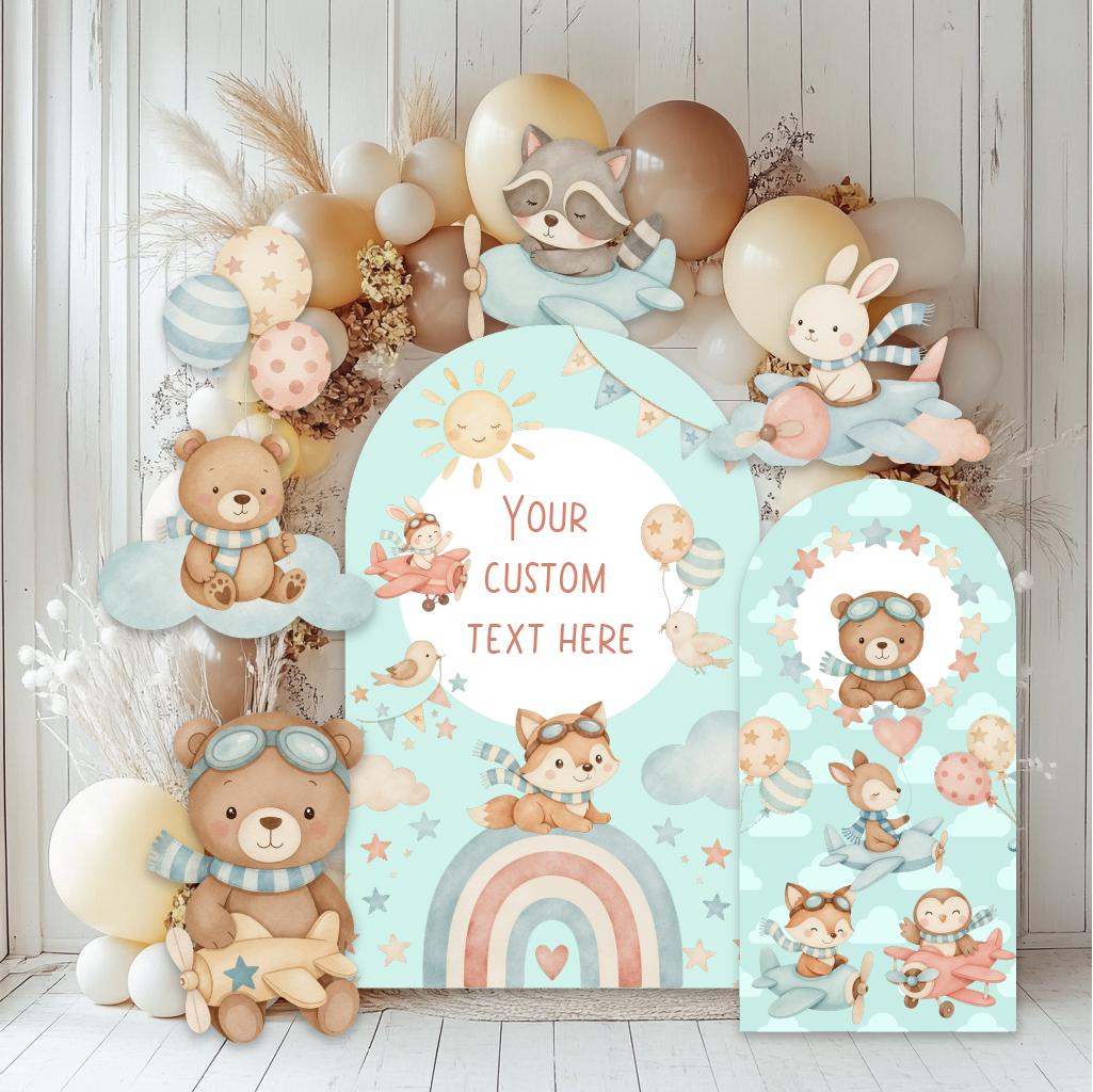 Cute Woodland Animals Cutout, Time flies, Adventure Baby Shower, Air Transport, Aviator Theme Birthday, Aviator Bear, First Flight, Props