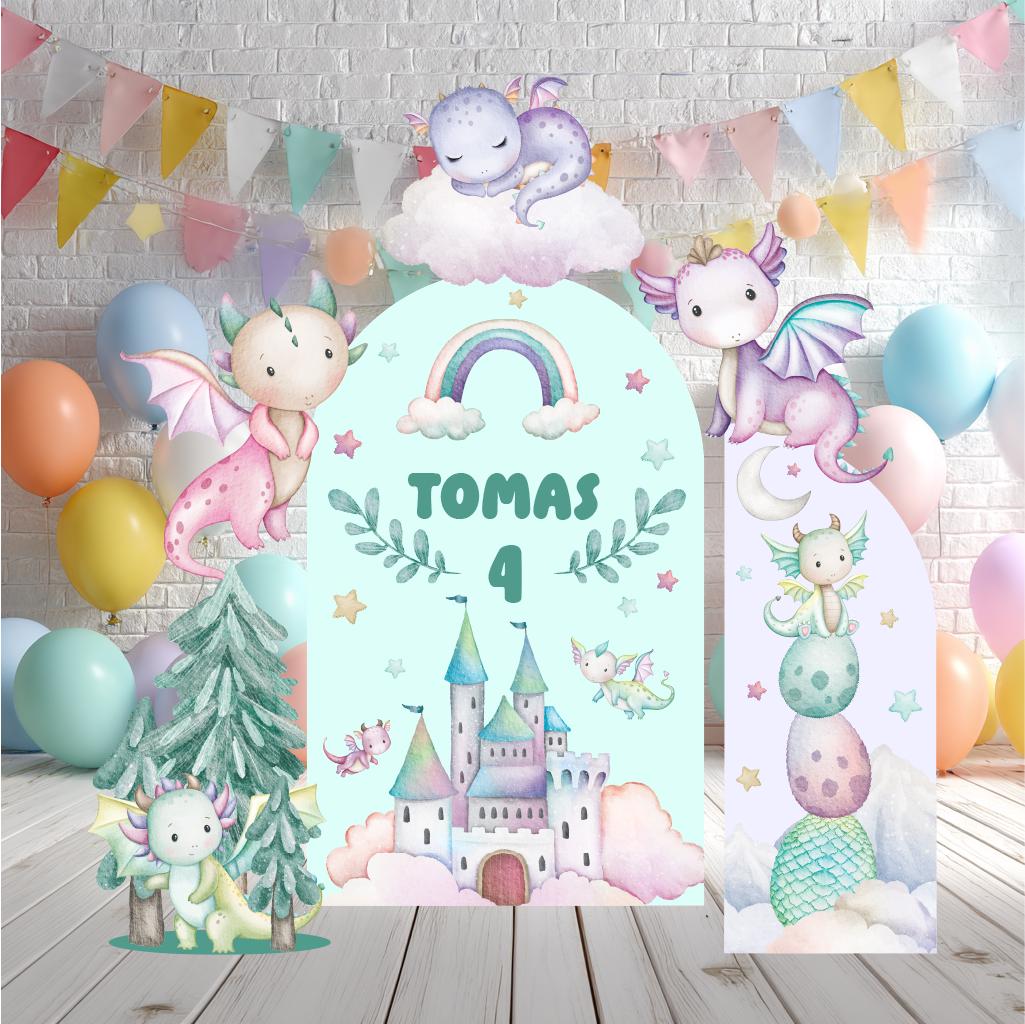 Pastel Baby Dragons Cutouts, Fantasy Birthday Decor, Dragons Props, Whimsical Fantasy Baby Shower, Storybook Signs, Fairytale,Standee,Castle