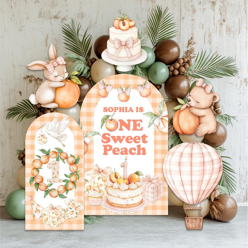 One Sweet Peach Birthday Cutouts, Peach Backdrop, Sweet Party Decorations, Sweet One, 1st birthday, Peach 1st Birthday, Peach Party Props