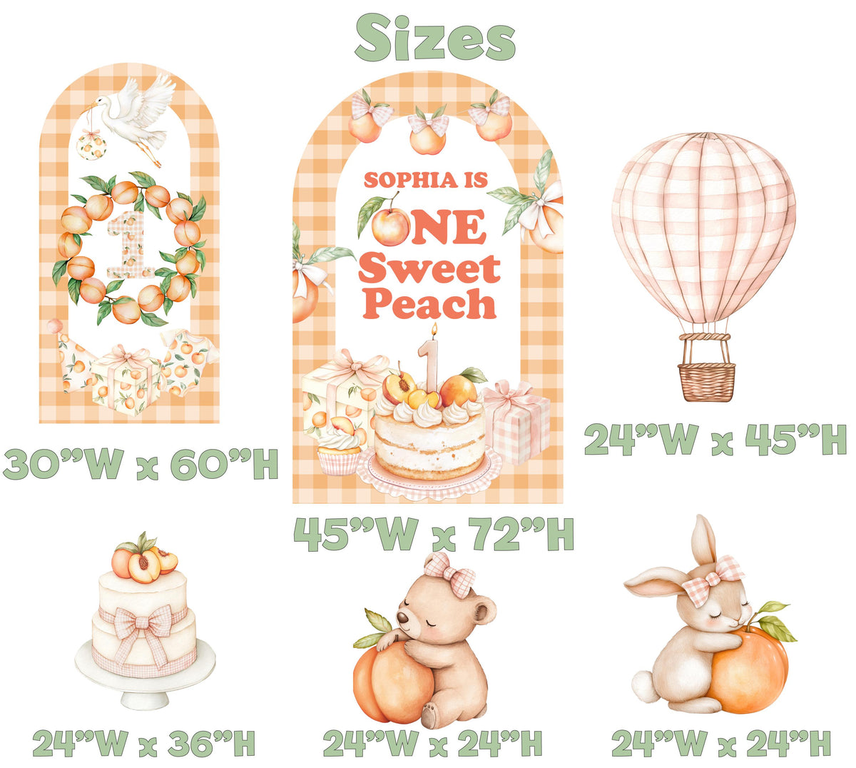One Sweet Peach Birthday Cutouts, Peach Backdrop, Sweet Party Decorations, Sweet One, 1st birthday, Peach 1st Birthday, Peach Party Props