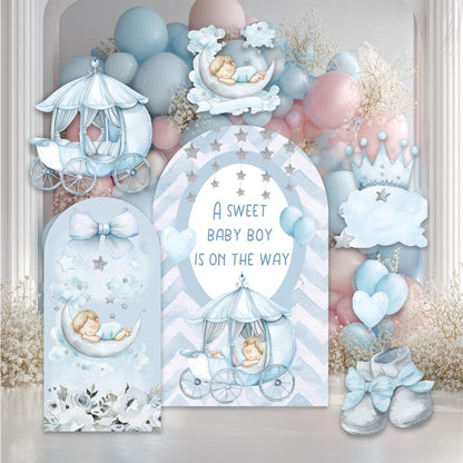 Little Prince Cutouts, Blue Carriage Backdrop, Boys Baby Shower, Decor, A little prince is on the way, Baby Boy, Crown, Baby Prince Props