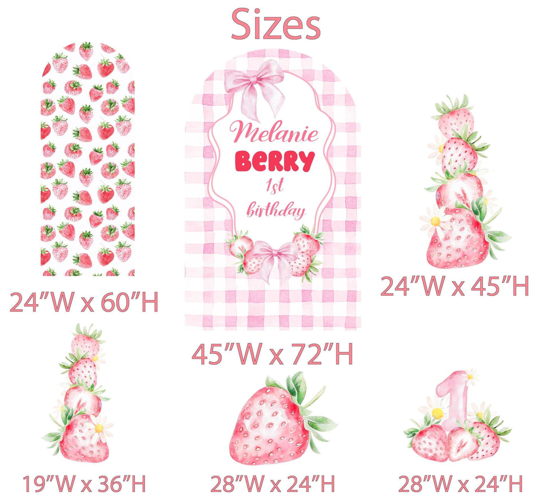 Berry First Birthday Cutouts, Strawberry Backdrop, Sweet Party Decorations, Sweet One, 1st birthday, Berry 1st Birthday, Strawberry Props