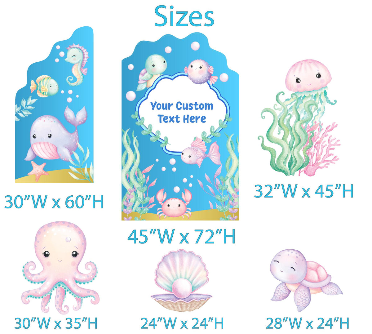 Under the Sea Cutout, ONEder the Sea, Pastel Sea Animals, Ocean Animals Props, Baby Shower, Whale Backdrop, Underwater Party, First Birthday