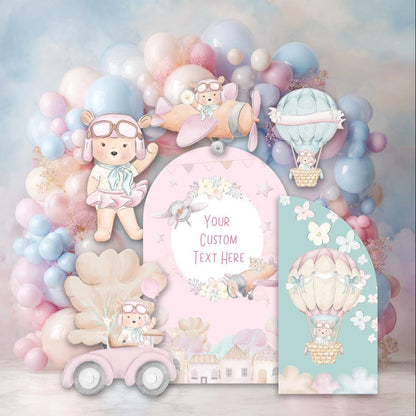 Pink Aviator Bear Cutouts, Girls First Birthday, Time Flies, Traveling Baby Shower, Hot Air Balloon, We Can Bearly Wait, Teddy Bear Props