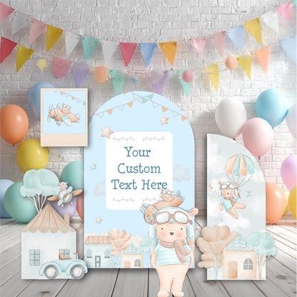 Blue Aviator Bear Cutouts, Boys First Birthday, Time Flies, Traveling Baby Shower, Parachute, Airplane, We Can Bearly Wait, Teddy Bear Props