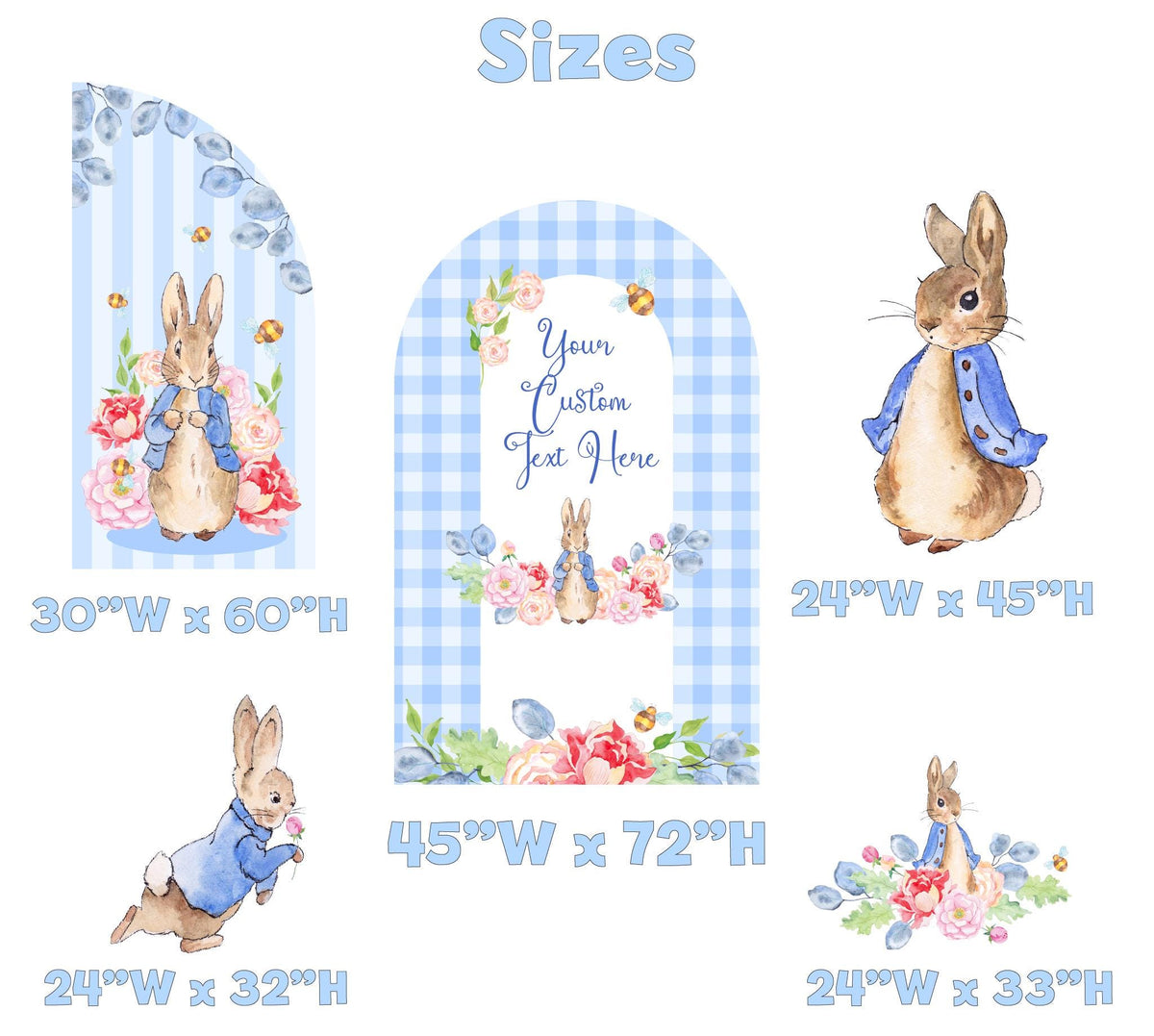 Blue Floral Garden Bunny Cutout, Boys Baby Shower Decor, 1st Birthday, Yard Sign, Garden Decor, Easter Bunny, Gender Reveal, Storybook Props