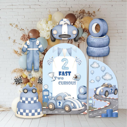 Blue Racer Cutouts, Race Car Birthday, Little Racer, Two 2 Fast to Curious Birthday Decoration, 2nd Birthday, Boys Baby Shower, Formula One