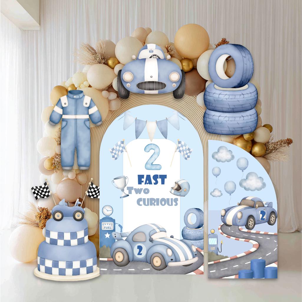 Blue Racer Cutouts, Race Car Birthday, Little Racer, Two 2 Fast to Curious Birthday Decoration, 2nd Birthday, Boys Baby Shower, Formula One