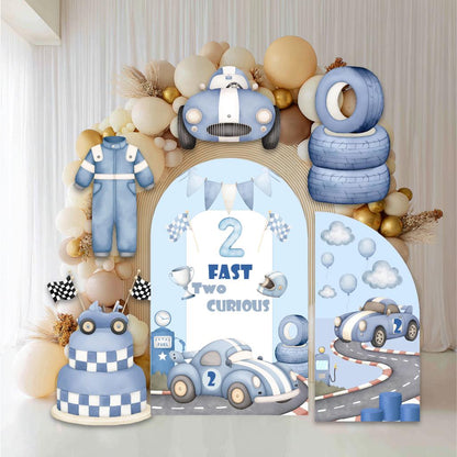 Blue Racer Cutouts, Race Car Birthday, Little Racer, Two 2 Fast to Curious Birthday Decoration, 2nd Birthday, Boys Baby Shower, Formula One