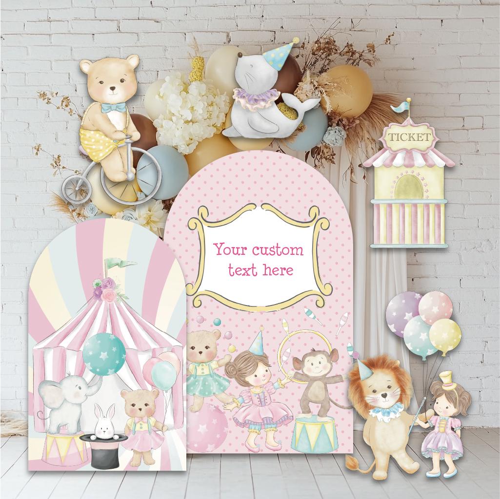 Pastel Pink Circus Party Cutouts, Baby Shower, Birthday Decor, Circus Themed Birthday, Carnival Backdrop, 1st Birthday, Festival, Magic Show