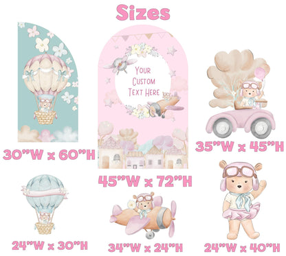 Pink Aviator Bear Cutouts, Girls First Birthday, Time Flies, Traveling Baby Shower, Hot Air Balloon, We Can Bearly Wait, Teddy Bear Props