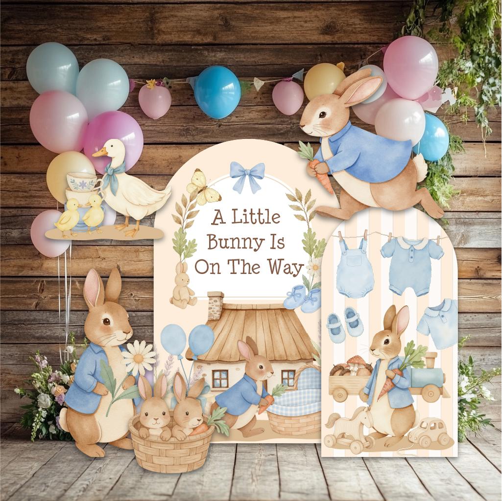 Blue Floral Garden Bunny Cutout, Some Bunny is On the Way, Boys Baby Shower Decor, Yard Sign, Easter Bunny, Gender Reveal, Storybook Props