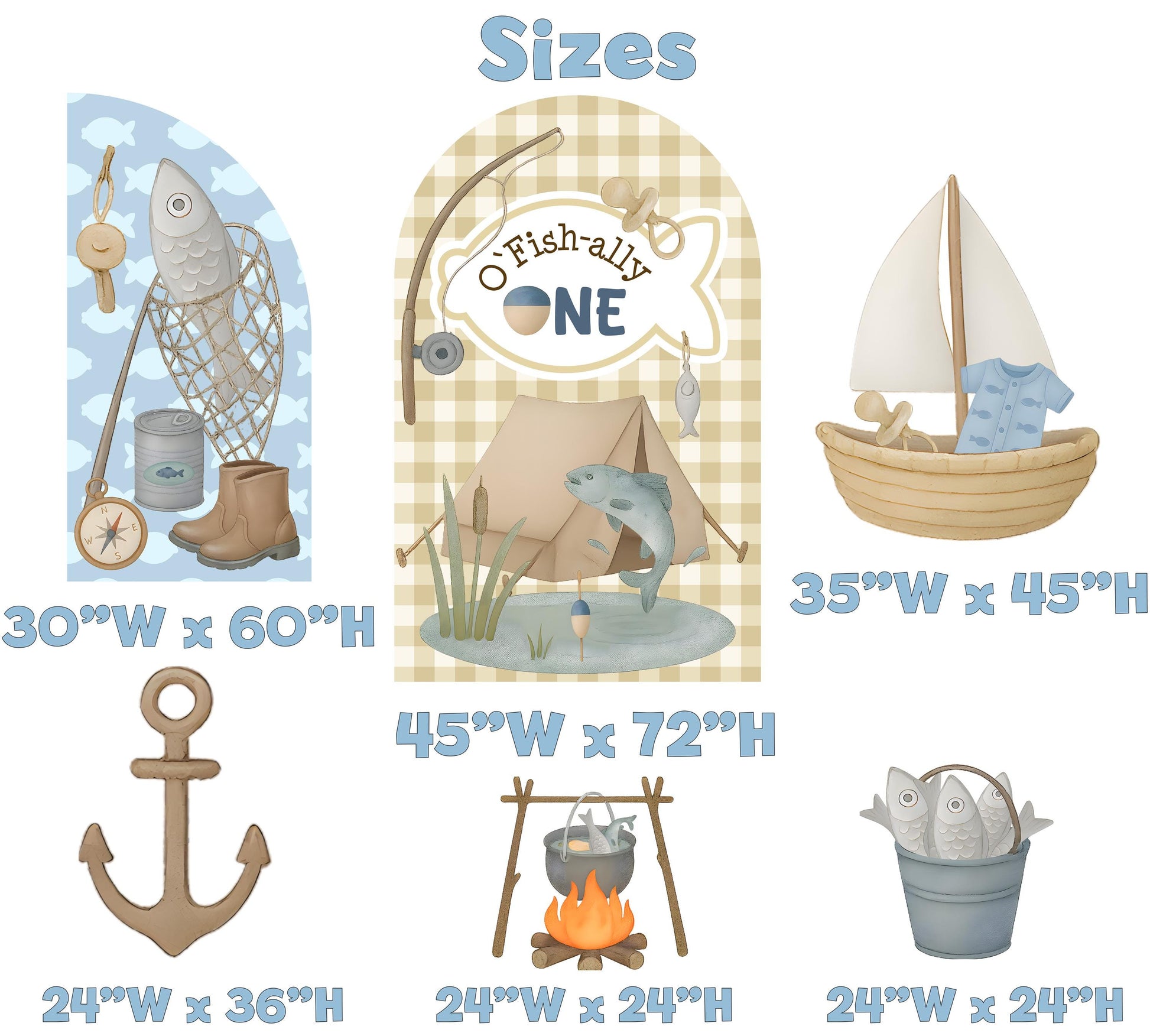 Ofishally One First Birthday Cutouts, First Birthday, Baby Boy, Photo Prop, Big One, O-fish-ally, Boys First Birthday, Fishing Party, Fish