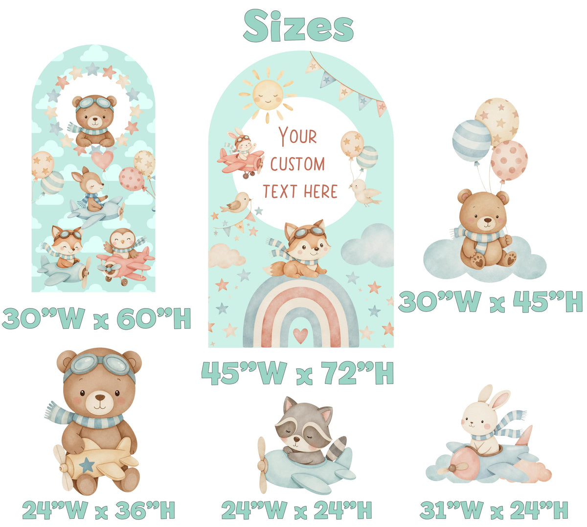 Cute Woodland Animals Cutout, Time flies, Adventure Baby Shower, Air Transport, Aviator Theme Birthday, Aviator Bear, First Flight, Props