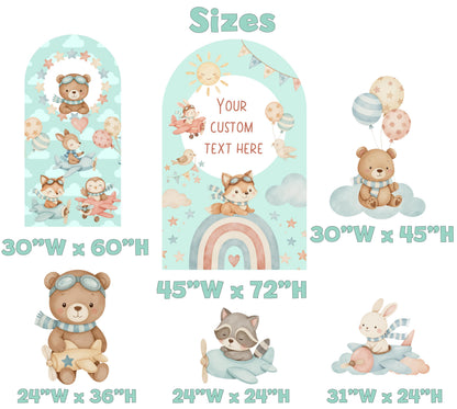 Cute Woodland Animals Cutout, Time flies, Adventure Baby Shower, Air Transport, Aviator Theme Birthday, Aviator Bear, First Flight, Props